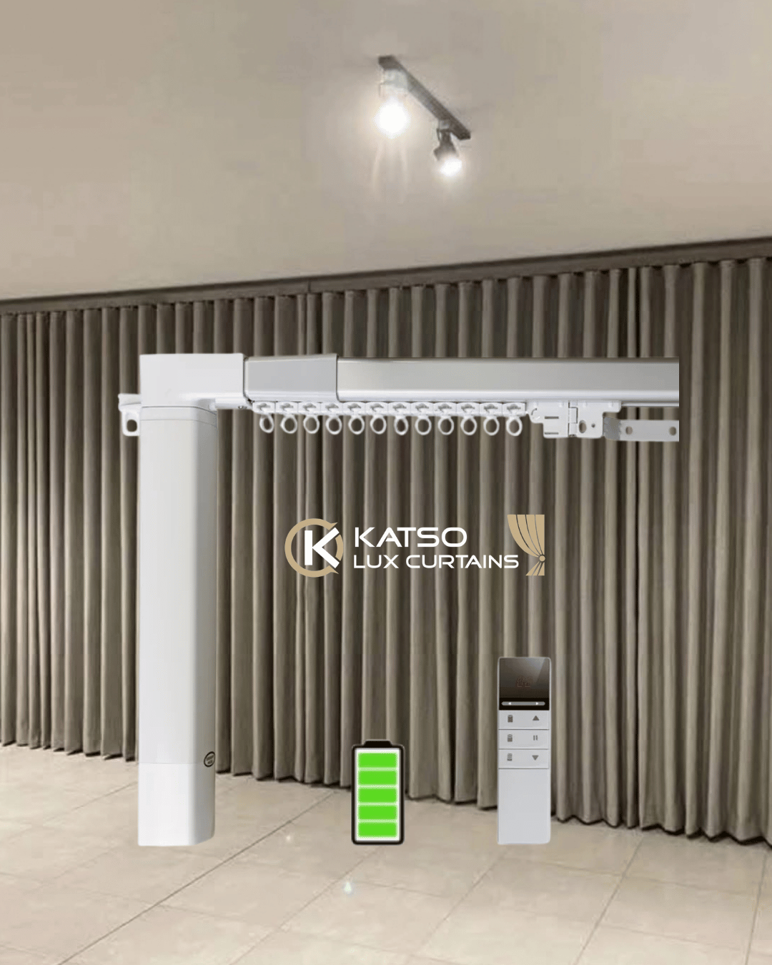 Double Wave Curtain Track Kit, Back Motorised & Front Manual