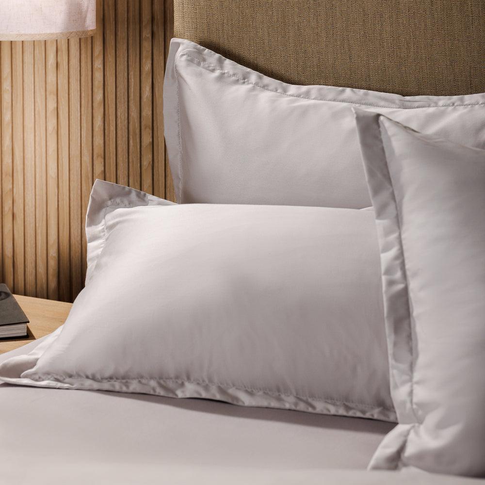 Whisper Soft 500 Thread Count Oxford Egyptian Cotton Sateen Duvet Cover Set Silver-Duvet Cover Sets