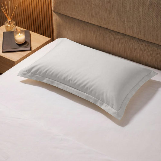 200 Thread Count Oxford Cotton Rich Percale Pillowcase Light Grey-Pillowcases
