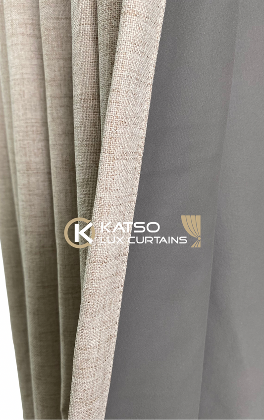 Beige 100% Blockout Front Curtain - Victoria