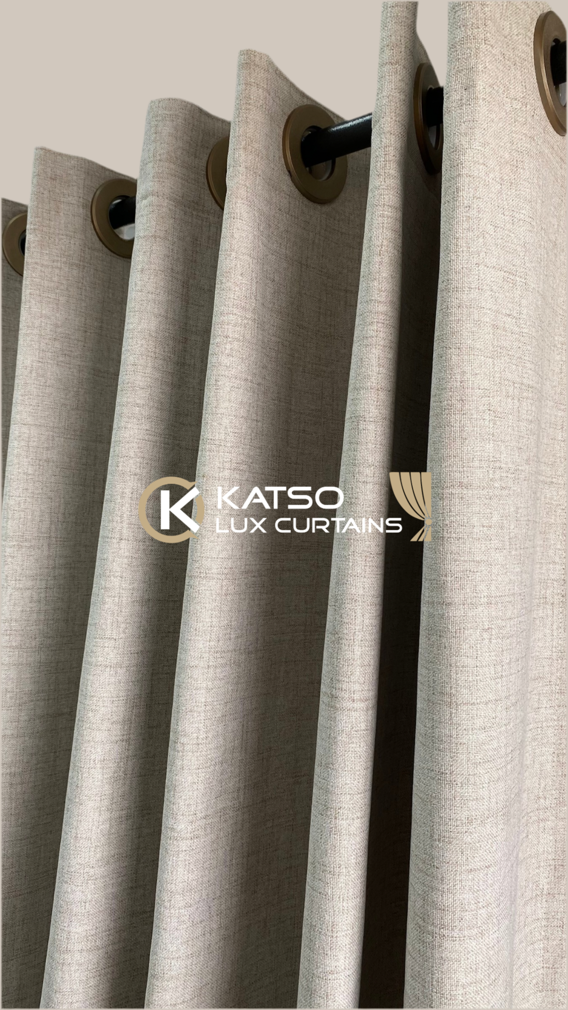 Beige 100% Blockout Front Curtain - Victoria