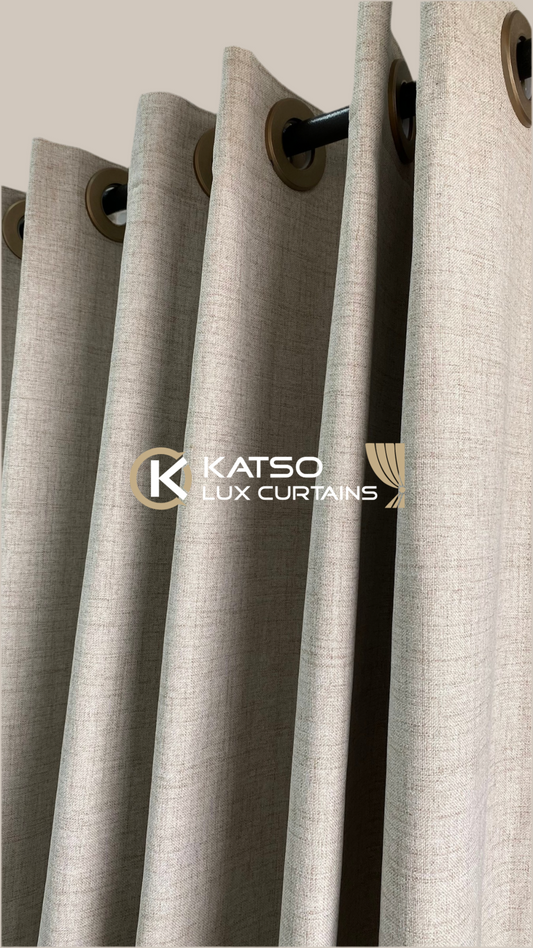 Beige 100% Blockout Front Curtain - Victoria