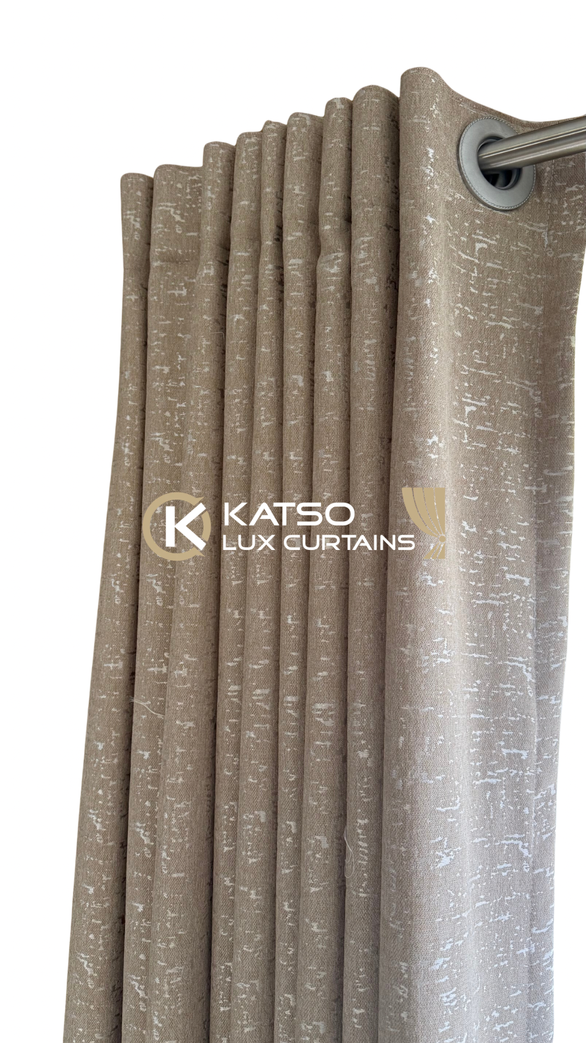Khensani Made-to-Measure Curtain, Mushroom Beige | Eyelet, Taped or Wave