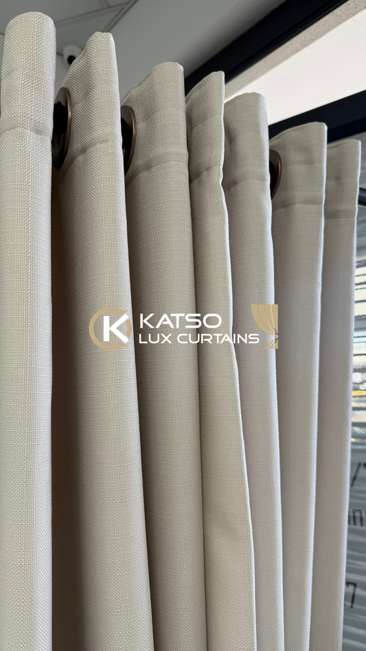 Lize Made-to-Measure Curtain, Stone Beige | Eyelet, Taped or Wave