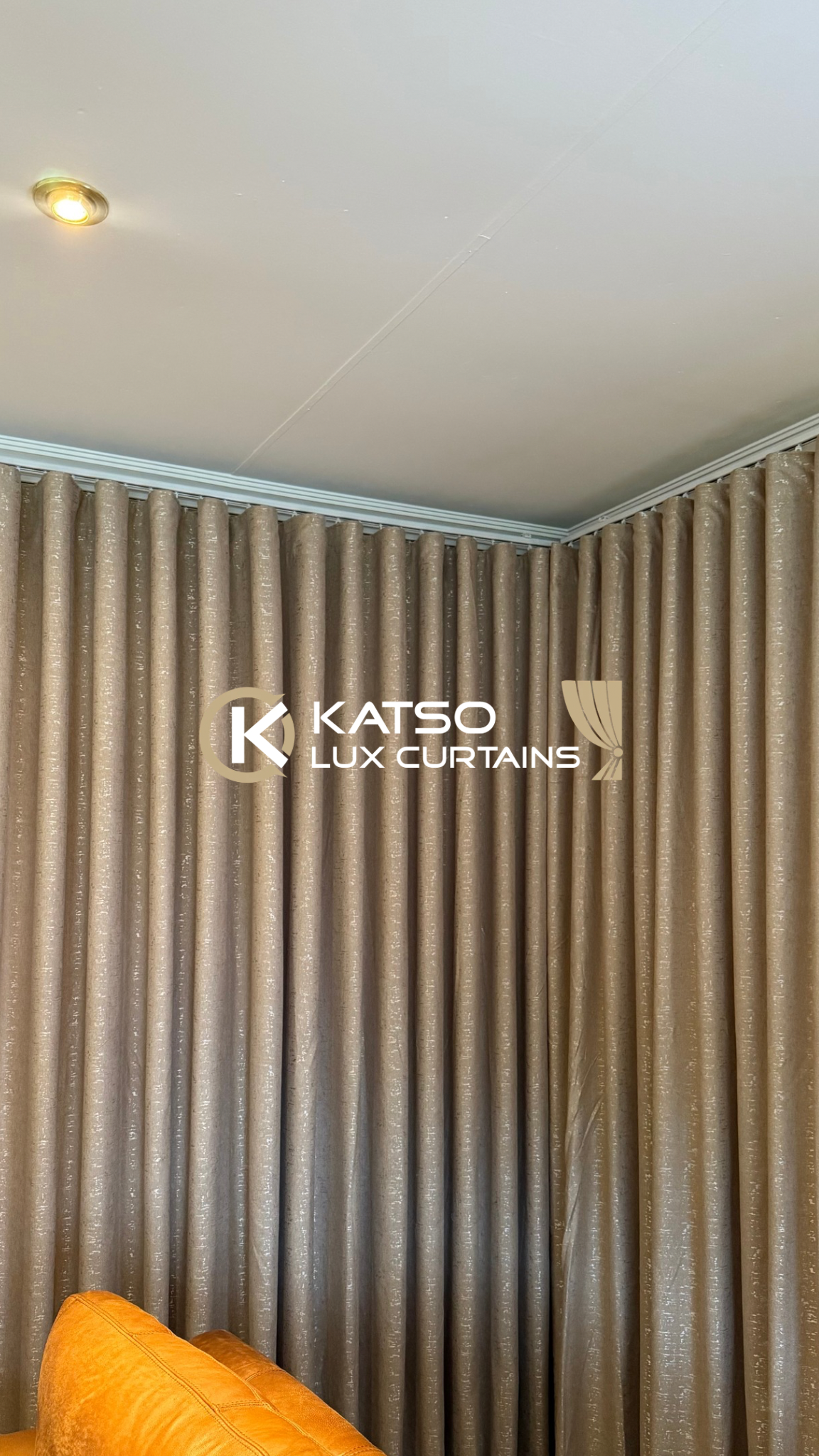 Mia Made-to-Measure Curtain, Warm Taupe Beige | Eyelet, Taped or Wave