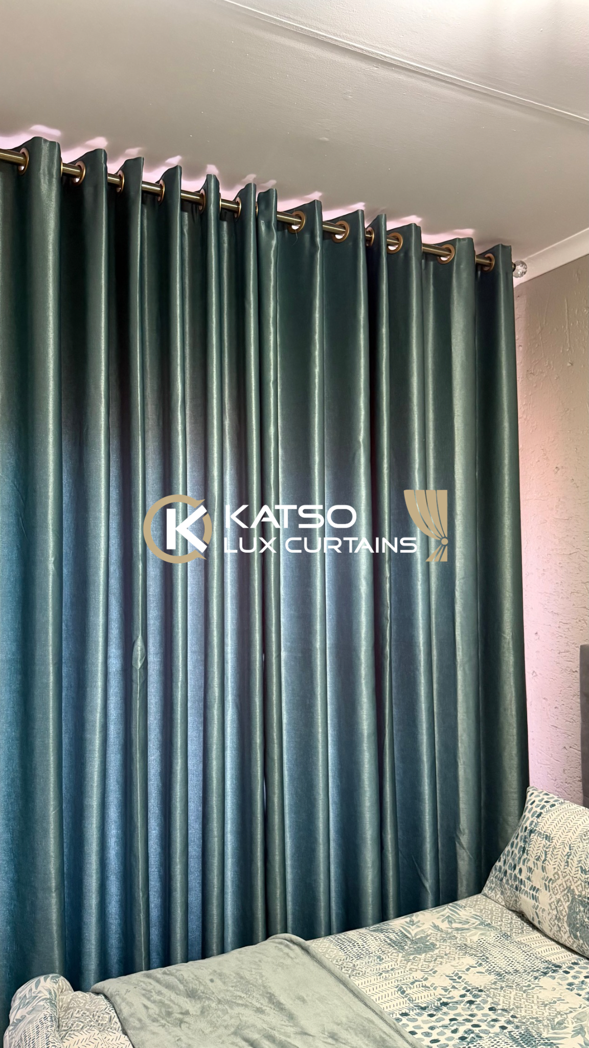 Tintswalo Made-to-Measure Curtain, Deep Teal | Eyelet, Taped or Wave