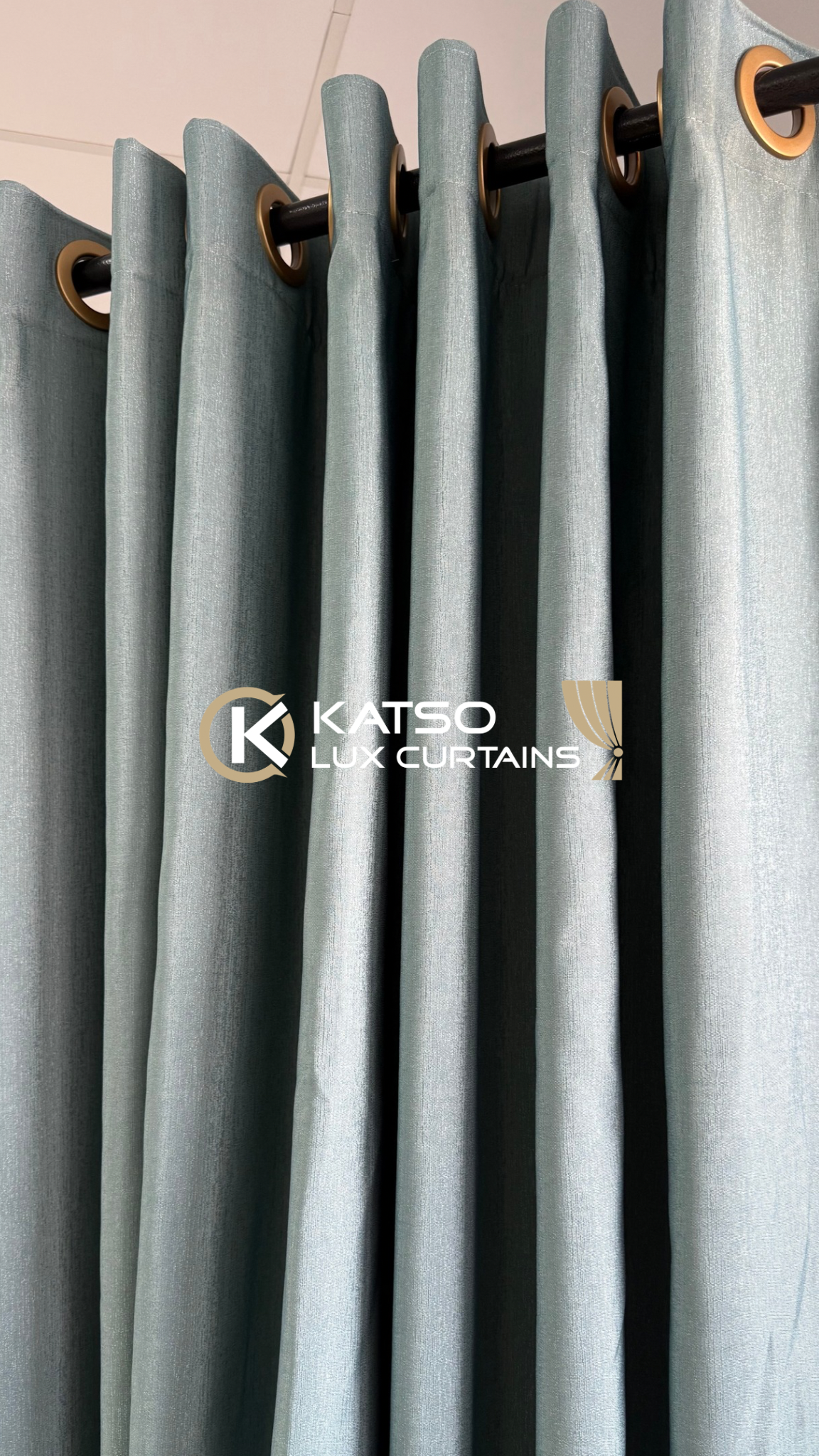 Elmarie Made-to-Measure Curtain, Light Teal Green | Eyelet, Taped or Wave
