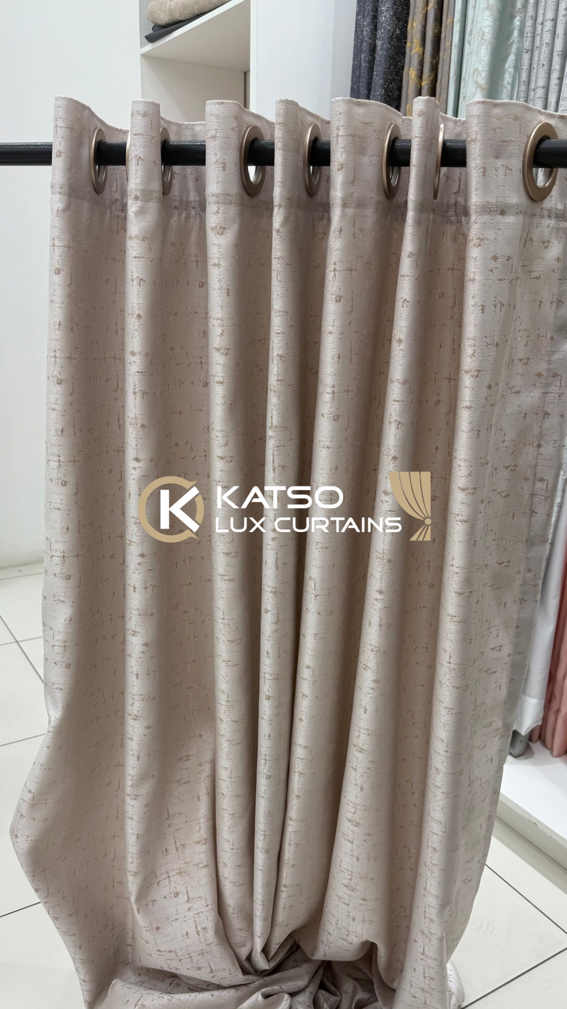 Marlene Made-to-Measure Curtain, Light Stone | Eyelet, Taped or Wave