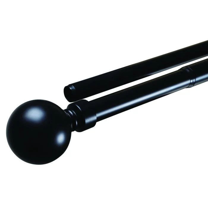 COMBO SET - Black Double Curtain Rod Set with Ball Finials