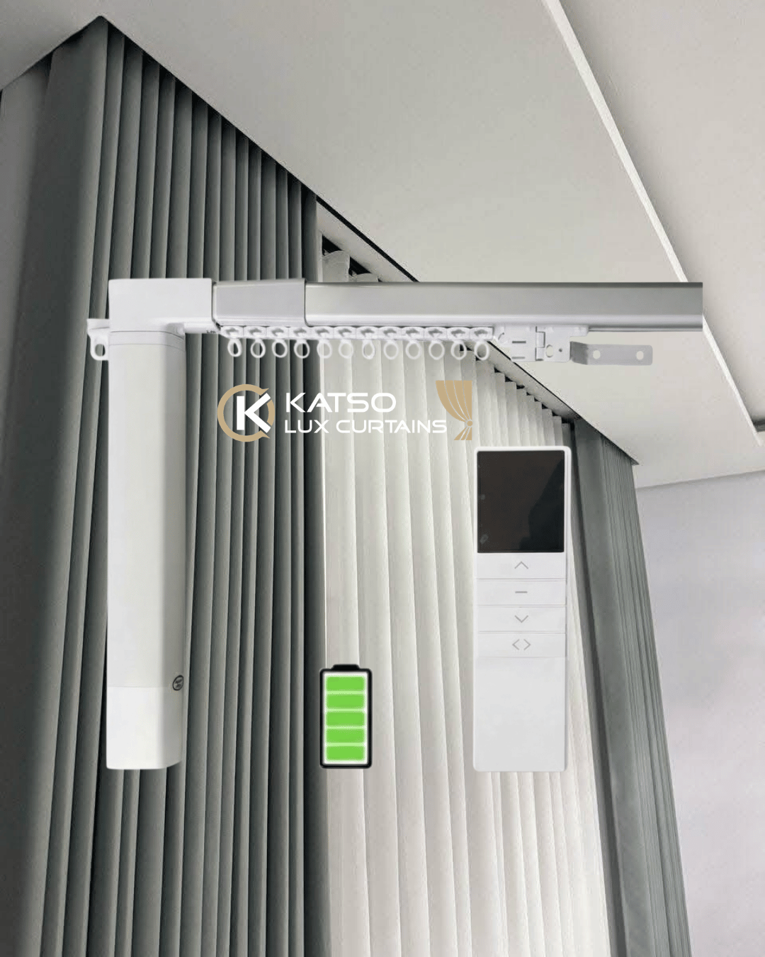 Double Wave Curtain Track Kit, Front & Back Motorised