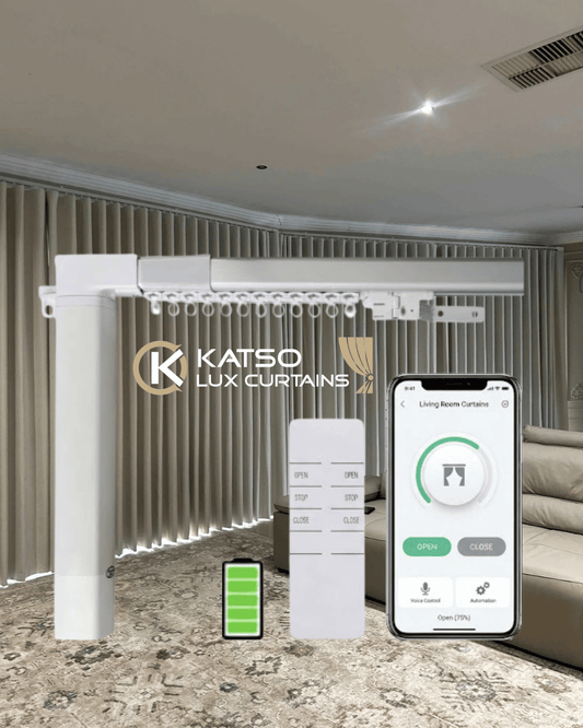 Double Wave Curtain Track Kit, Back Motorised & Front Manual, App/Voice Enabled
