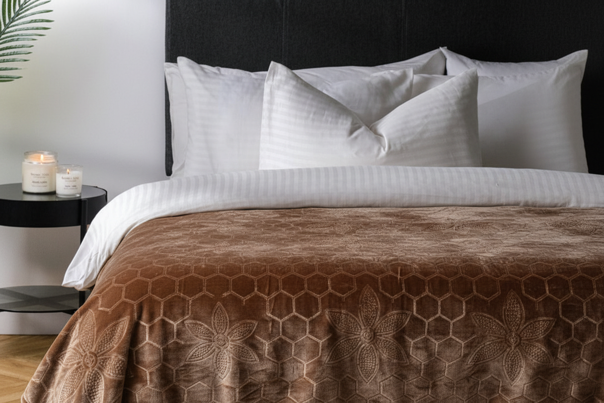 Brown Honeycomb Blanket — Flat Composition
