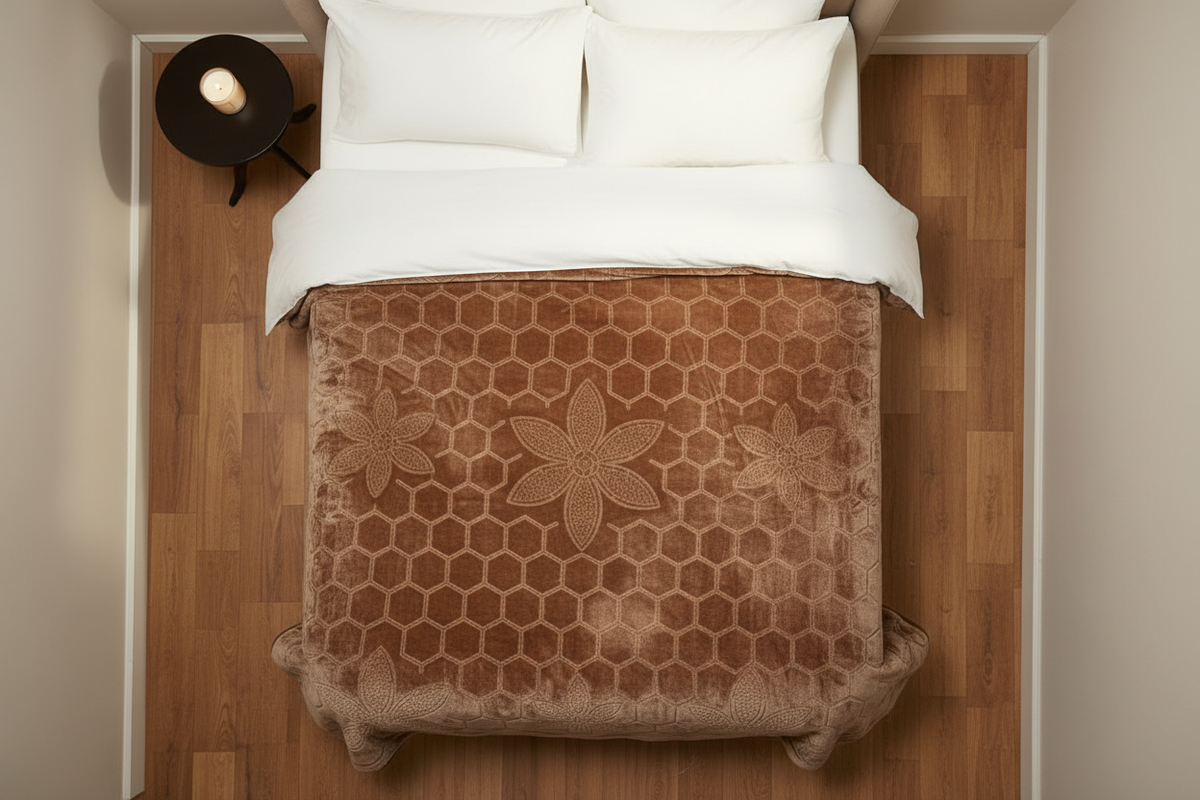 Brown Honeycomb Blanket — Overhead