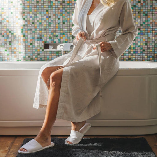 Disposable Open-toe Toweling Slippers White-Guest Amenities