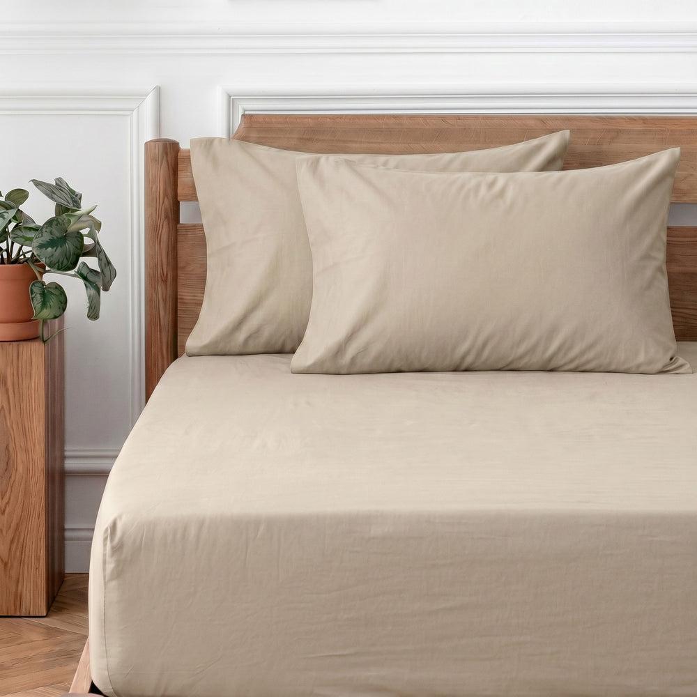 Easy Care 144 Thread Count Polycotton Pillowcase Stone-Pillowcases