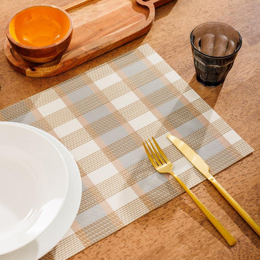 Home.Life Placemats Shaded Tartan Brown 6 Pack-Placemats