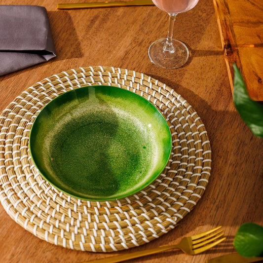 Home.Life Printed Glazed Salad Bowl Green Mist-Bowls
