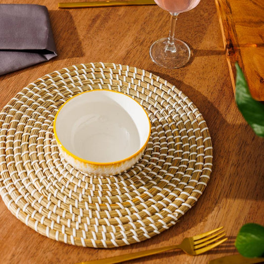Home.Life Printed Glazed Soup Bowl Golden Haze-Bowls