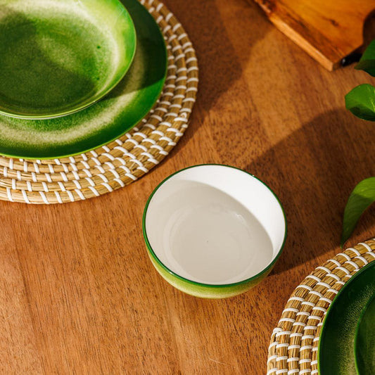 Home.Life Printed Glazed Soup Bowl Green Mist-Bowls