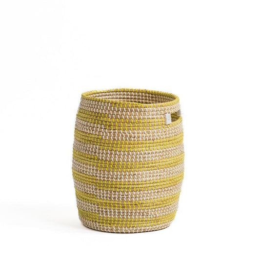 Seagrass Weave Round Basket - Natural/Stripe-Baskets