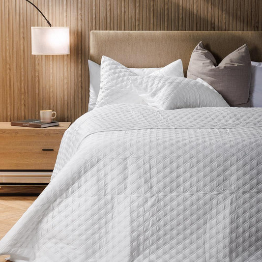 Moss Whisper Soft Premium Cotton Quilt White-Quilts & Comforters