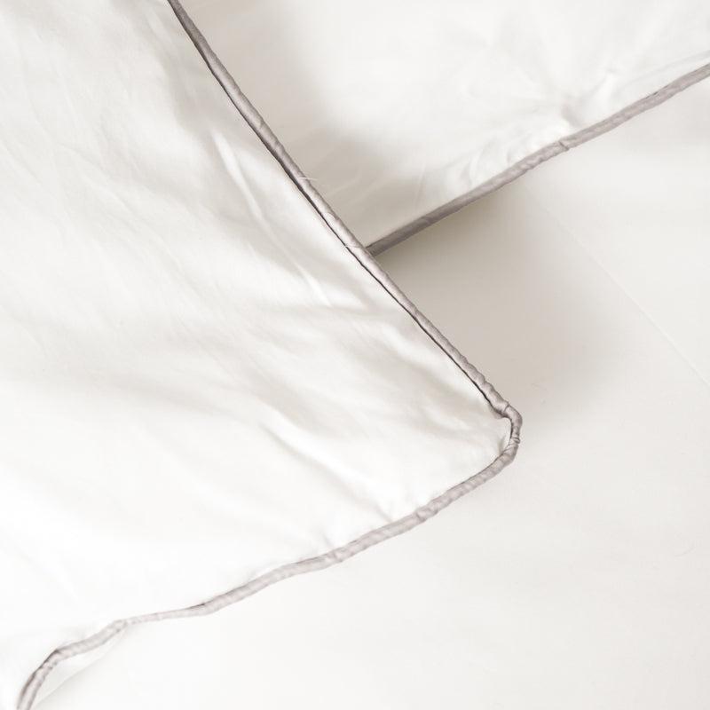 Whisper Soft 400 Thread Count Egyptian Grey Piped Edge Duvet Cover Set-DUVET COVER
